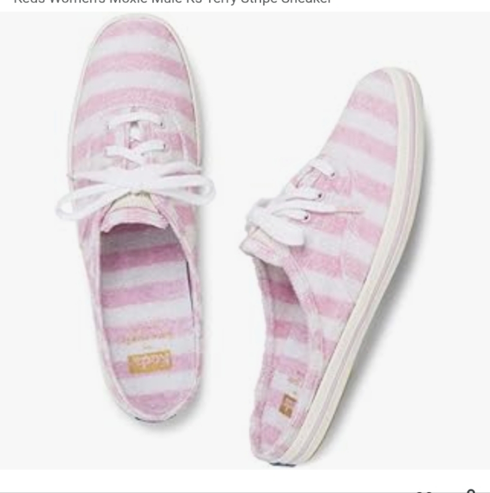 Keds X Kate Spade Moxie Mule Terry Stripe Sneaker Pink And White 7.5